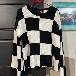 Black and White Checkered Sweater
